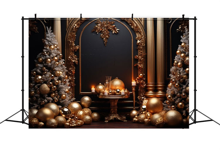 Photography Christmas Backdrops Gold White Ornaments Backdrop BRP10-137