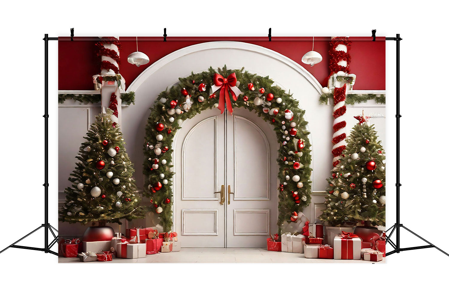 Christmas Backdrops Photography White Entrance Decorated Backdrop BRP10-139