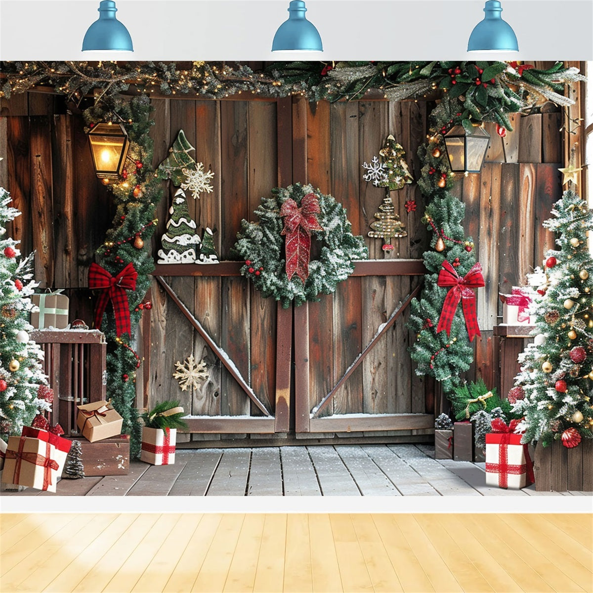 Photo Backdrop Christmas Rustic Corner Gifts Cheer Backdrop BRP10-145