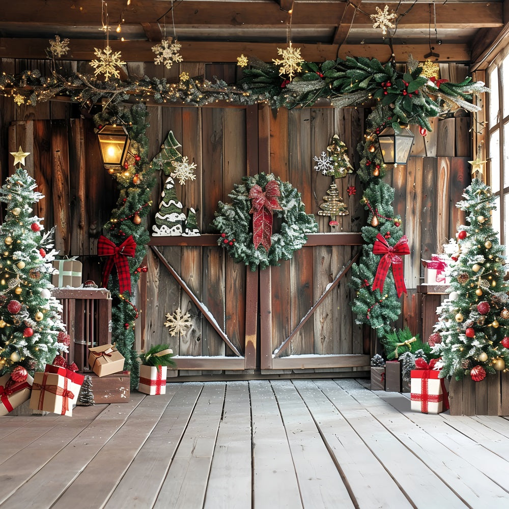 Photo Backdrop Christmas Rustic Corner Gifts Cheer Backdrop BRP10-145