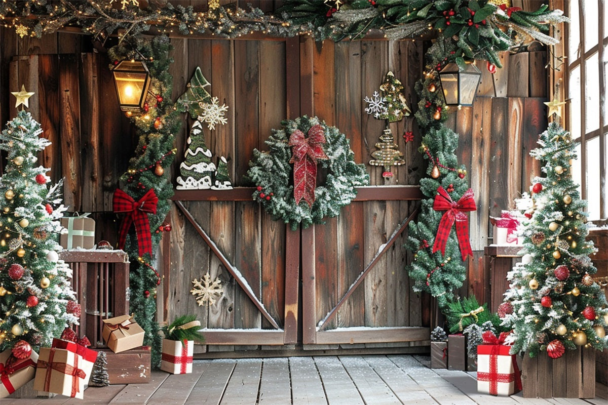 Photo Backdrop Christmas Rustic Corner Gifts Cheer Backdrop BRP10-145