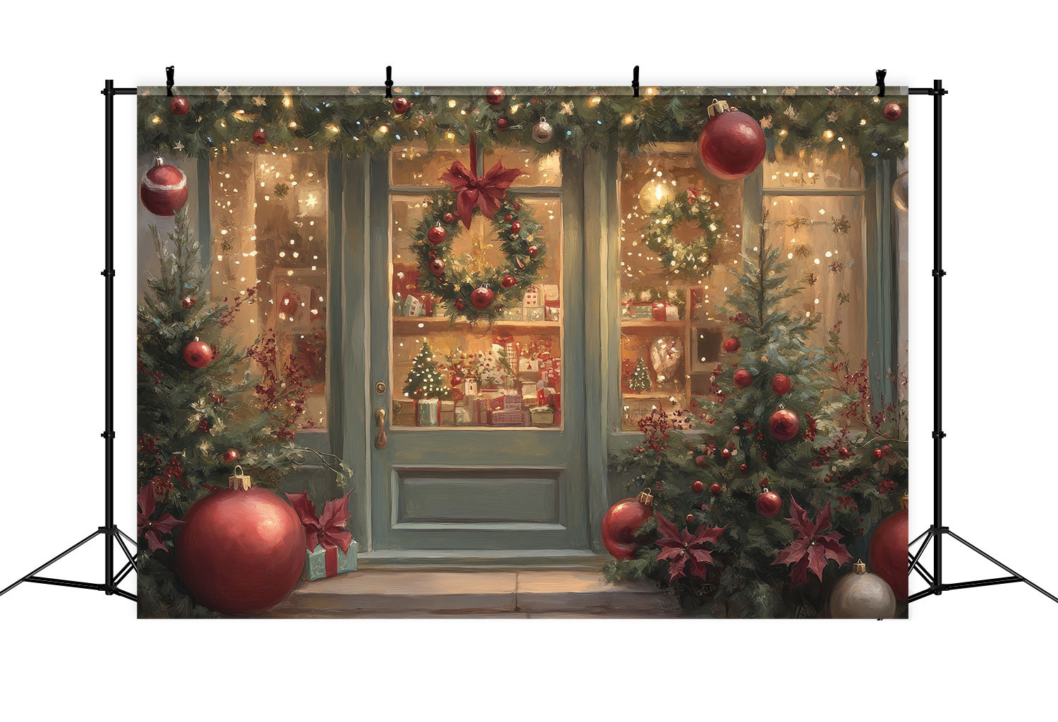 Backdrops Christmas Display Wreath Ornaments Backdrop BRP10-150