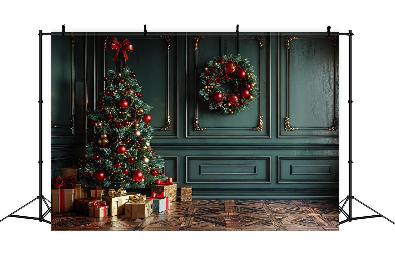 Backdrop For Christmas Corner Tree Wreath Backdrop BRP10-151