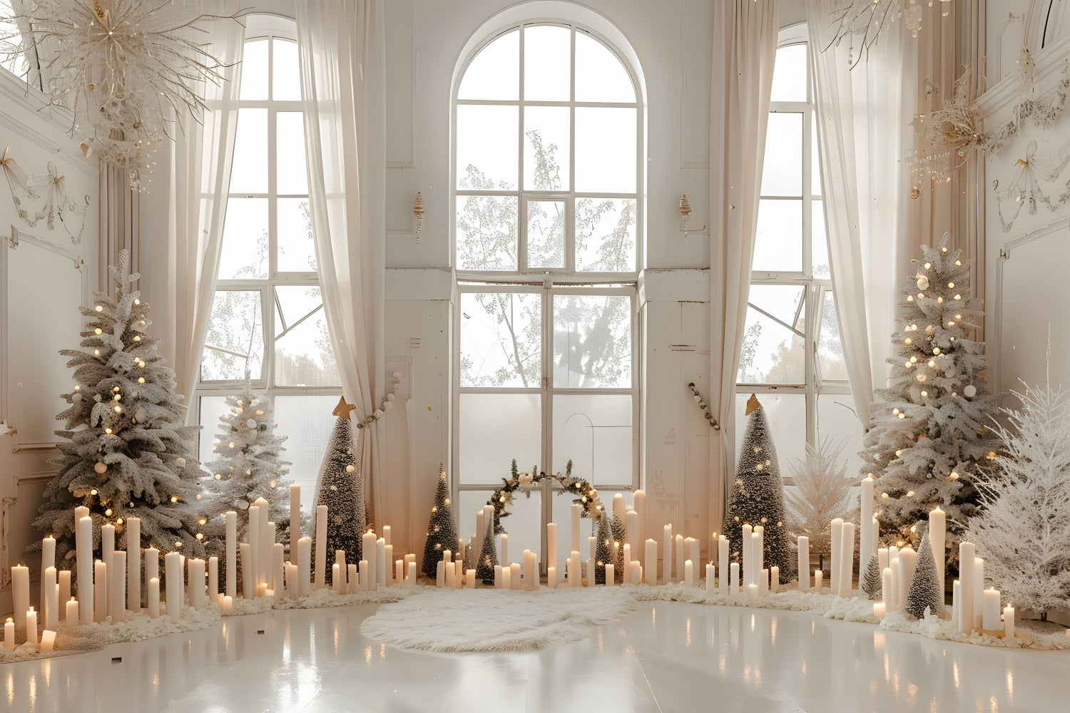 Merry Christmas Backdrop Scene Candles Backdrop BRP10-152