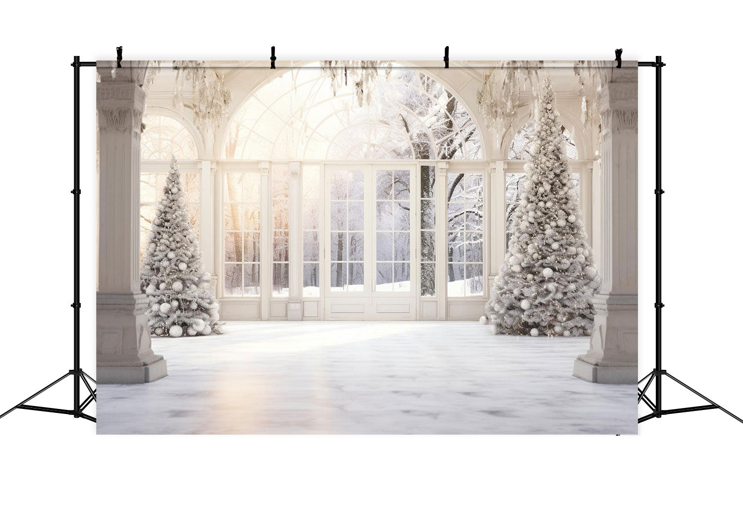 Backdrops For Christmas Trees Frosted Windows Backdrop BRP10-153