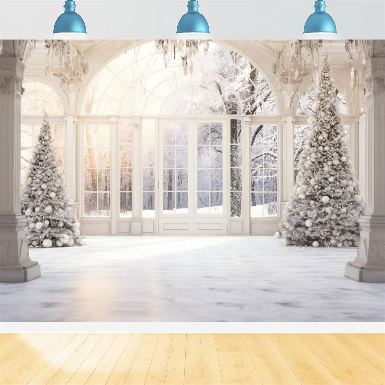 Backdrops For Christmas Trees Frosted Windows Backdrop BRP10-153