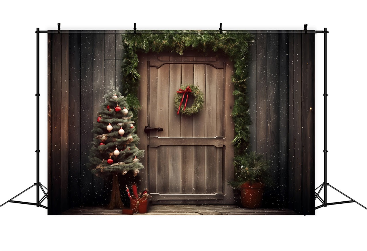 Christmas Fabric Backdrop Rustic Entrance Pine Decor Backdrop BRP10-156