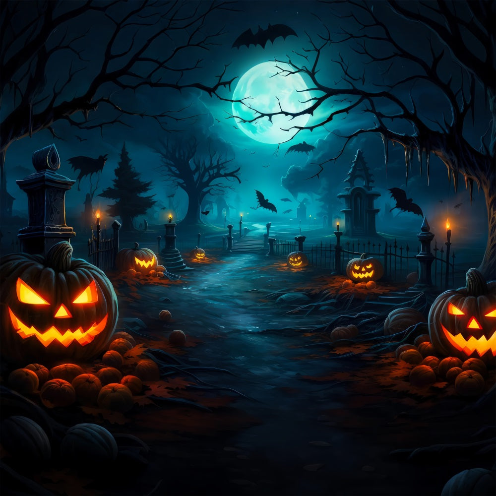 Halloween Backdrop Ideas Haunted Graveyard Pathway Moon Backdrop BRP10-164