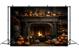 Halloween Backdrops Warm Pumpkin Hearth Halloween Decor Backdrop BRP10-166