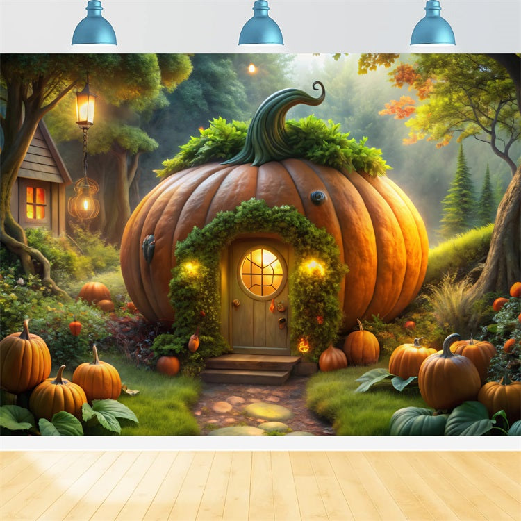 Halloween Backdrops Photos Fantasy Pumpkin Home Forest Backdrop BRP10-167