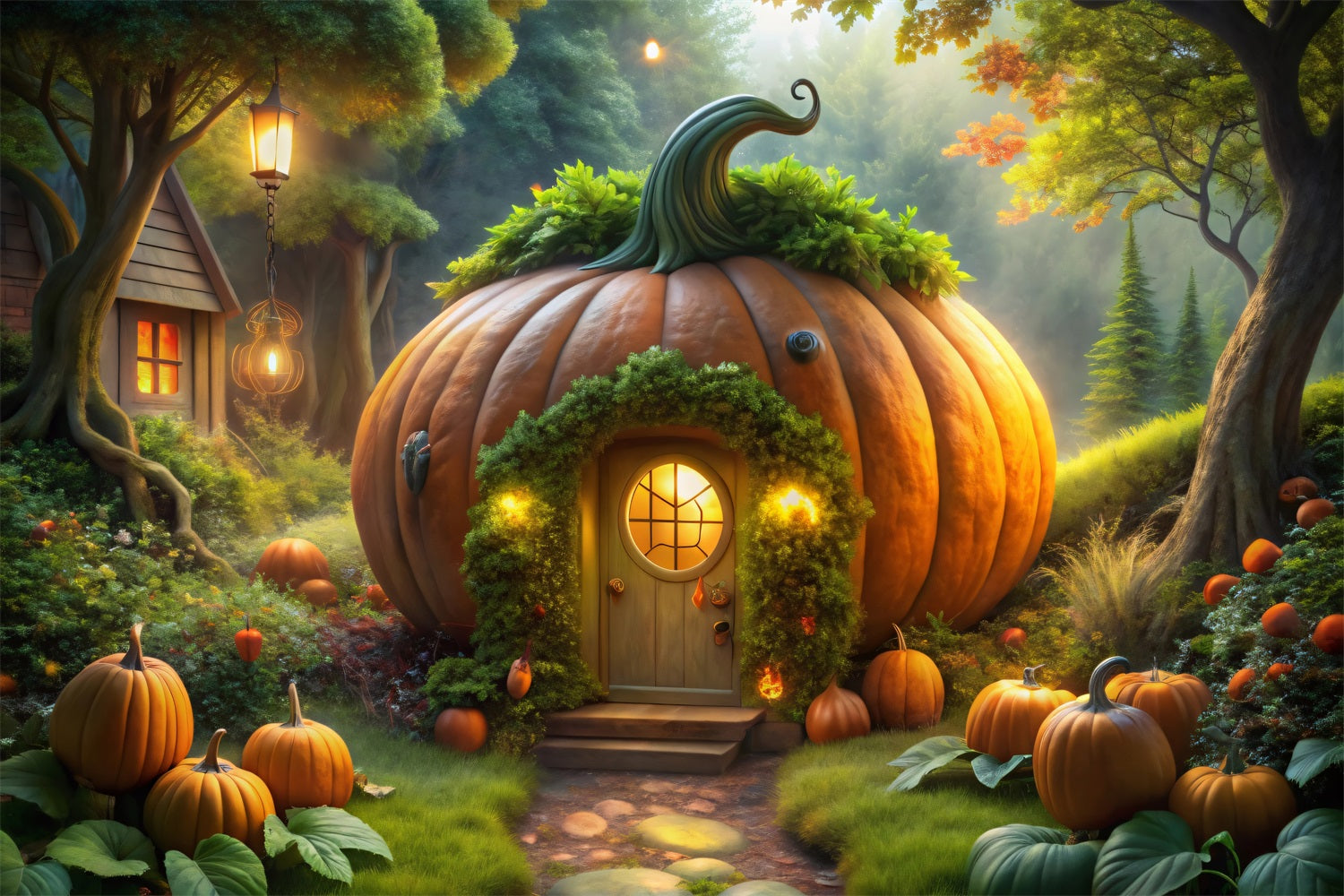 Halloween Backdrops Photos Fantasy Pumpkin Home Forest Backdrop BRP10-167