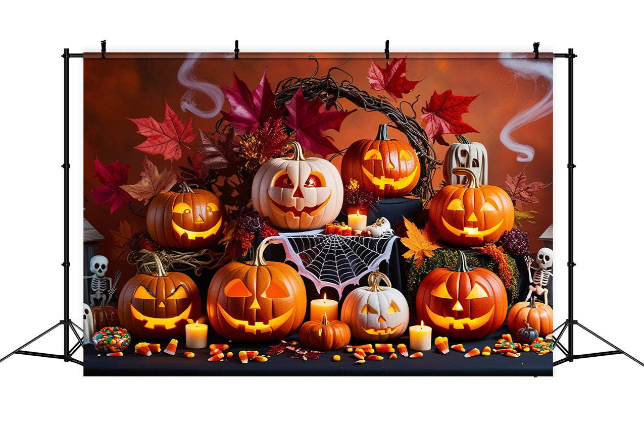 Halloween Photography Backdrops Spooky Pumpkin Gathering Backdrop BRP10-168