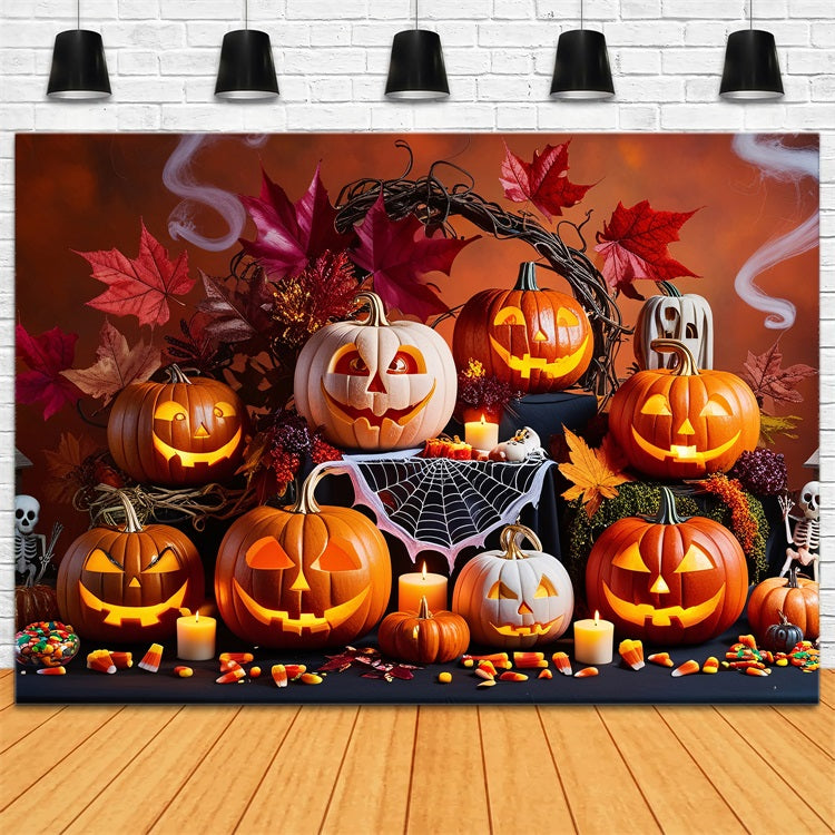 Halloween Photography Backdrops Spooky Pumpkin Gathering Backdrop BRP10-168