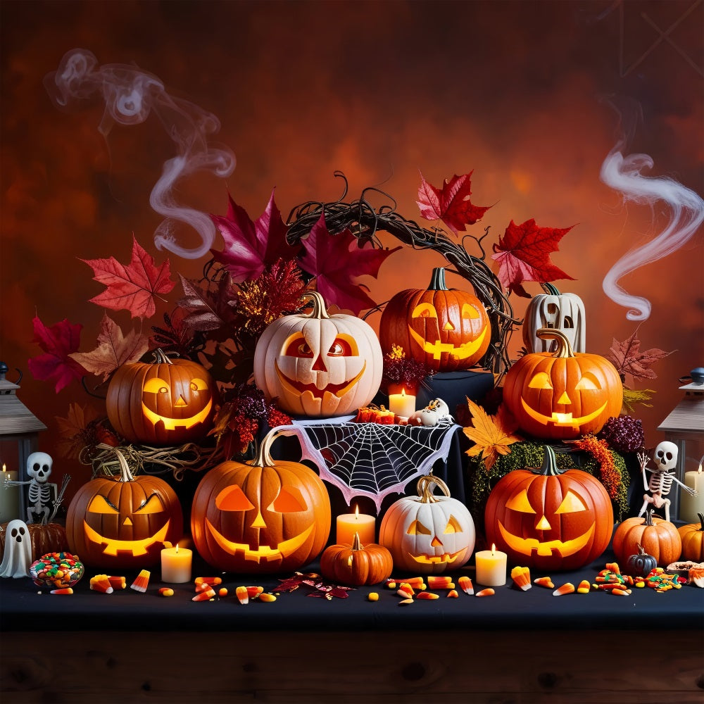 Halloween Photography Backdrops Spooky Pumpkin Gathering Backdrop BRP10-168