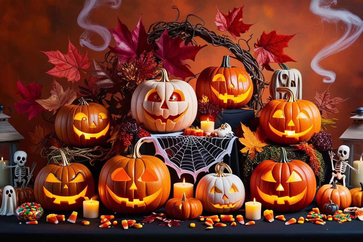 Halloween Photography Backdrops Spooky Pumpkin Gathering Backdrop BRP10-168