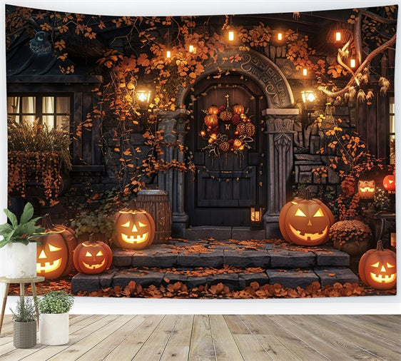 Halloween Photo Backdrops Creepy Haunted Mansion  Pumpkins Backdrop BRP10-169