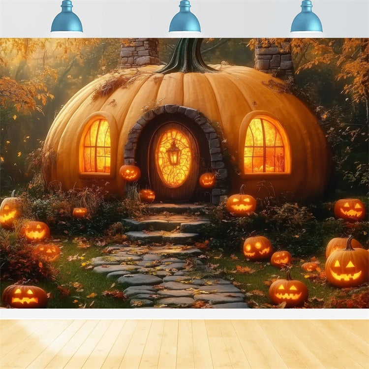 Large Halloween Backdrop Mystical Pumpkin Home Forest Backdrop BRP10-171