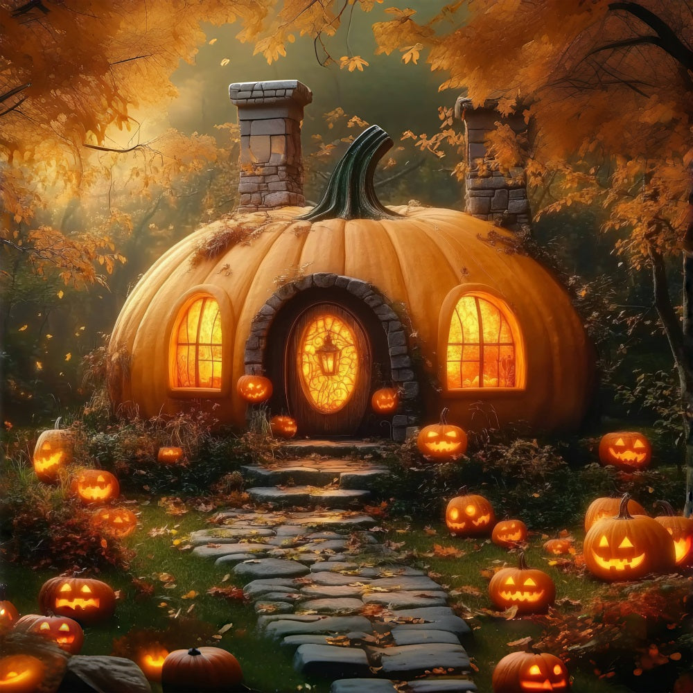 Large Halloween Backdrop Mystical Pumpkin Home Forest Backdrop BRP10-171