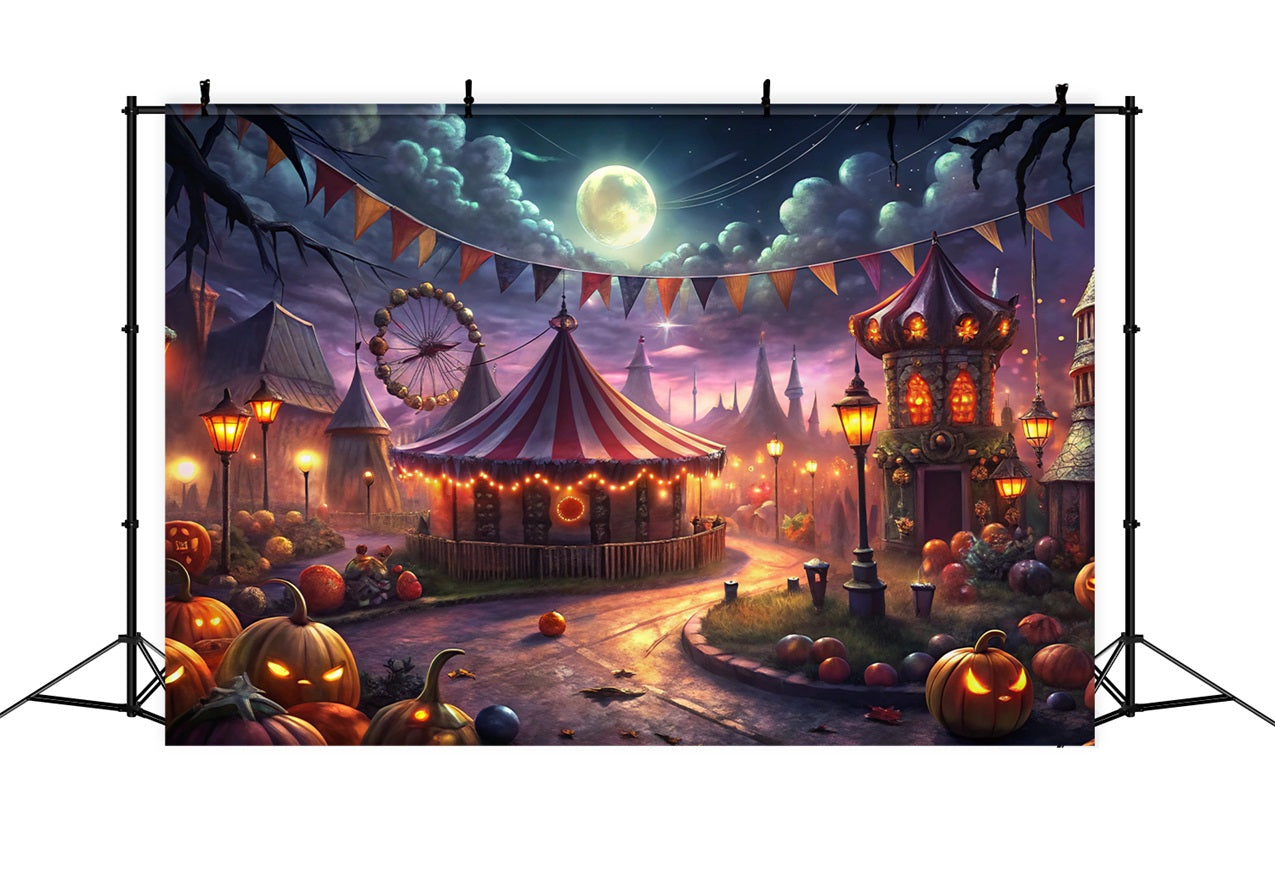 Halloween Wall Backdrop Spooky Halloween Carnival Full Moon Backdrop BRP10-172