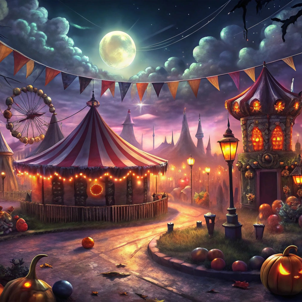 Halloween Wall Backdrop Spooky Halloween Carnival Full Moon Backdrop BRP10-172