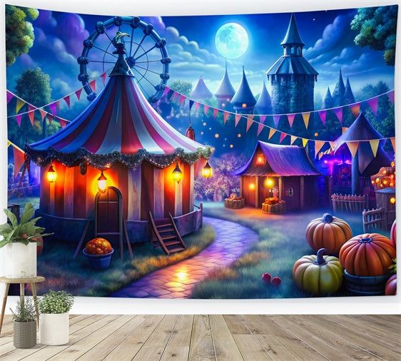 Halloween Picture Backdrop Dark Halloween Circus Scene Backdrop BRP10-173