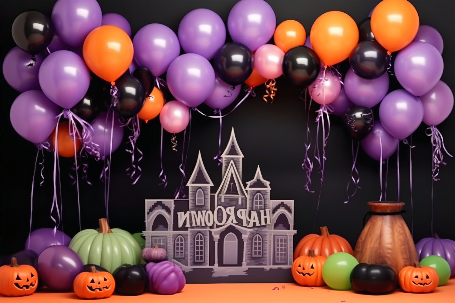 Backdrop Halloween Whimsical Halloween Celebration Scene Backdrop BRP10-175