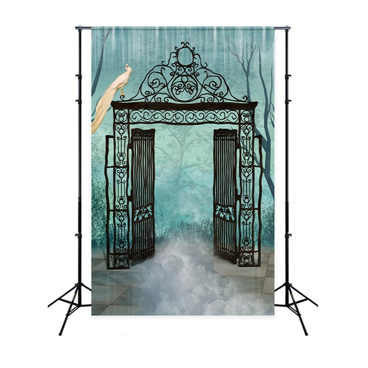 Halloween Backdrop Backdrops Spooky Gate Foggy Atmosphere Backdrop BRP10-177