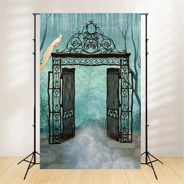 Halloween Backdrop Backdrops Spooky Gate Foggy Atmosphere Backdrop BRP10-177