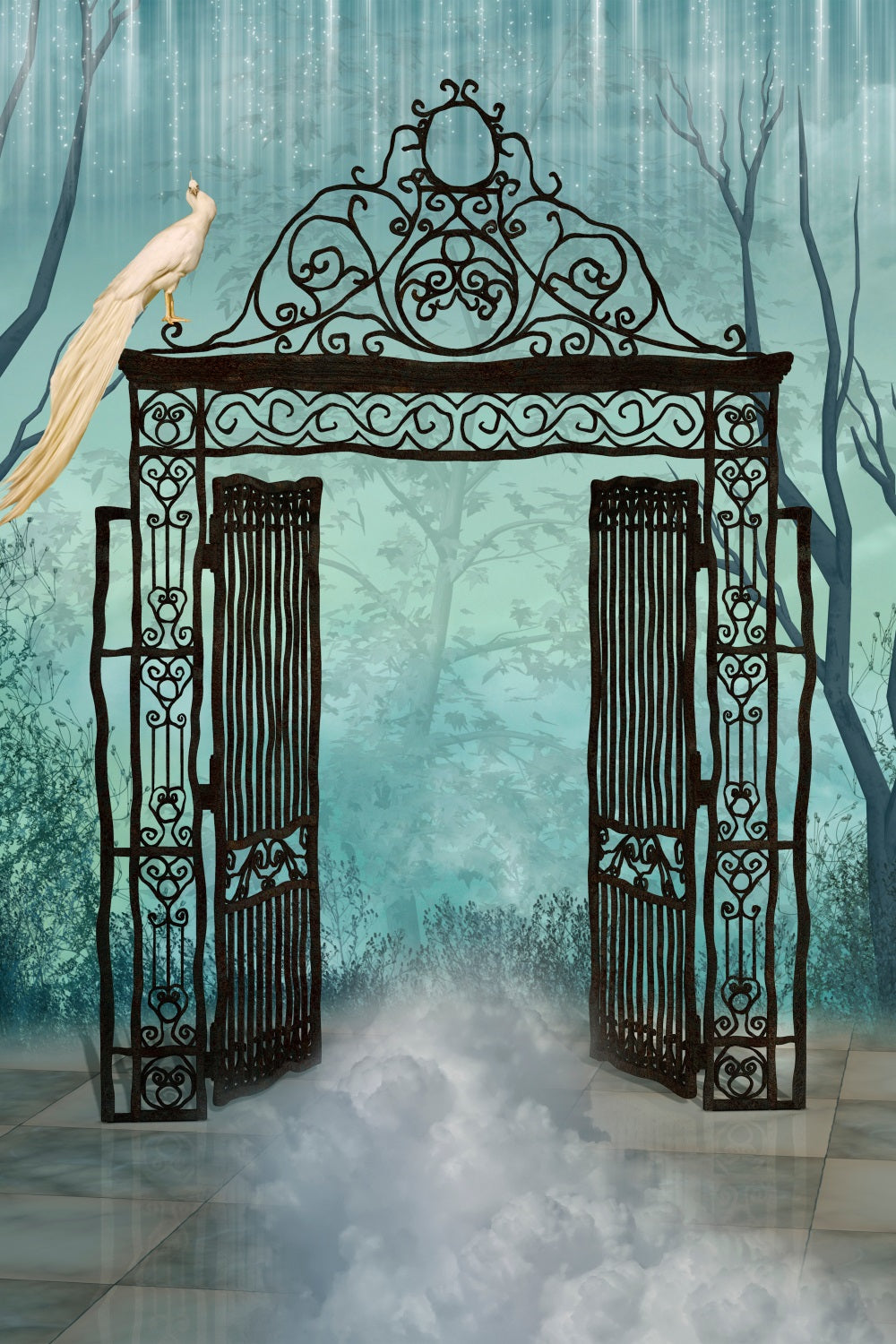 Halloween Backdrop Backdrops Spooky Gate Foggy Atmosphere Backdrop BRP10-177