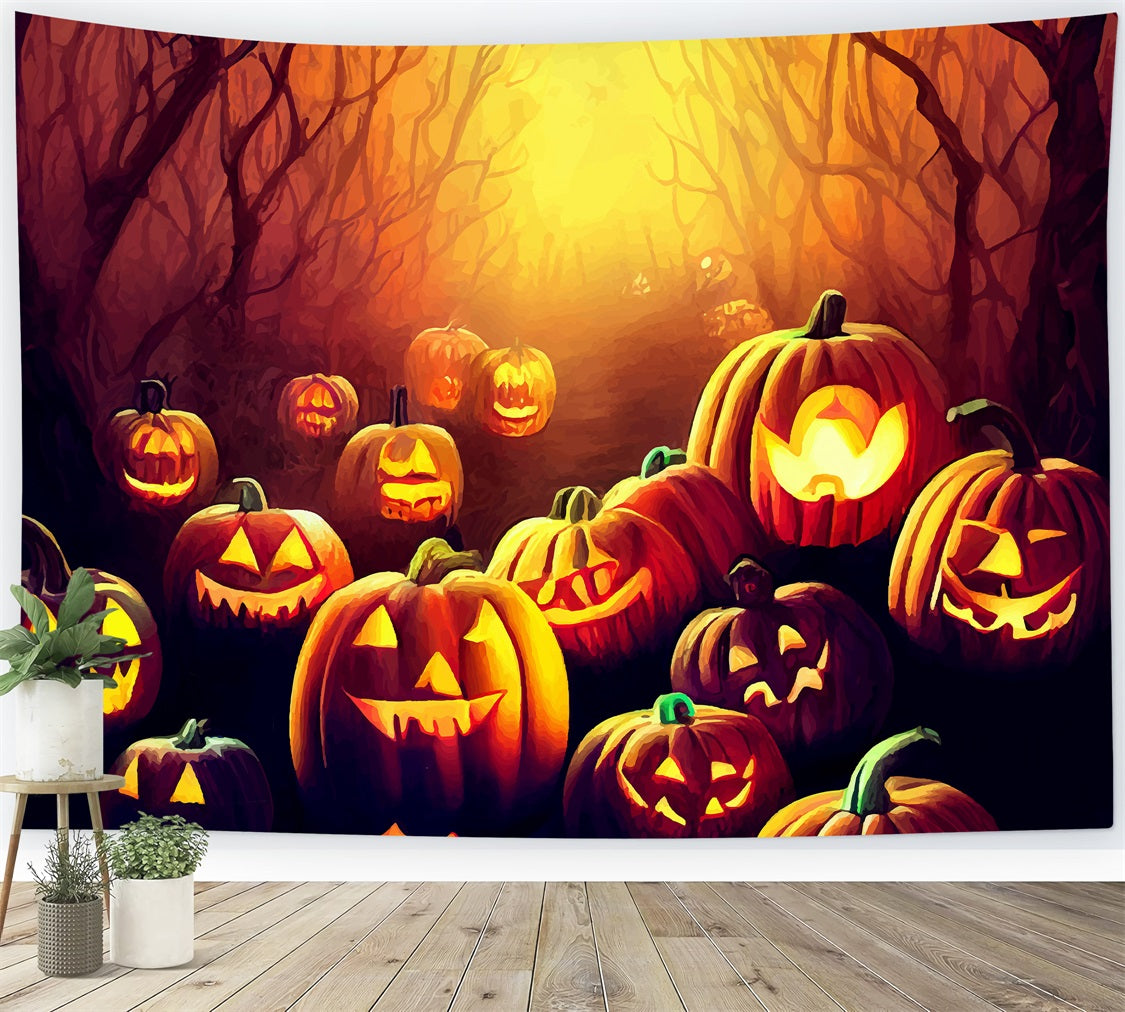 Halloween Backdrop Ideas Creepy Forest Path Pumpkins Backdrop BRP10-179