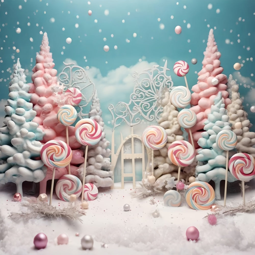 Winter Candy Wonderland Frosted Lollipop Trees Backdrop BRP10-18