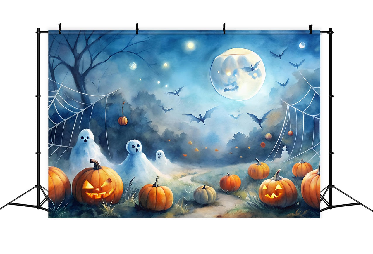 Halloween Photo Backdrop Haunted Night Pumpkin Field Backdrop BRP10-184