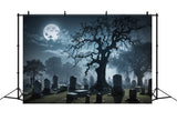 Halloween Backdrops Tombstones Foggy Graveyard Backdrop BRP10-185