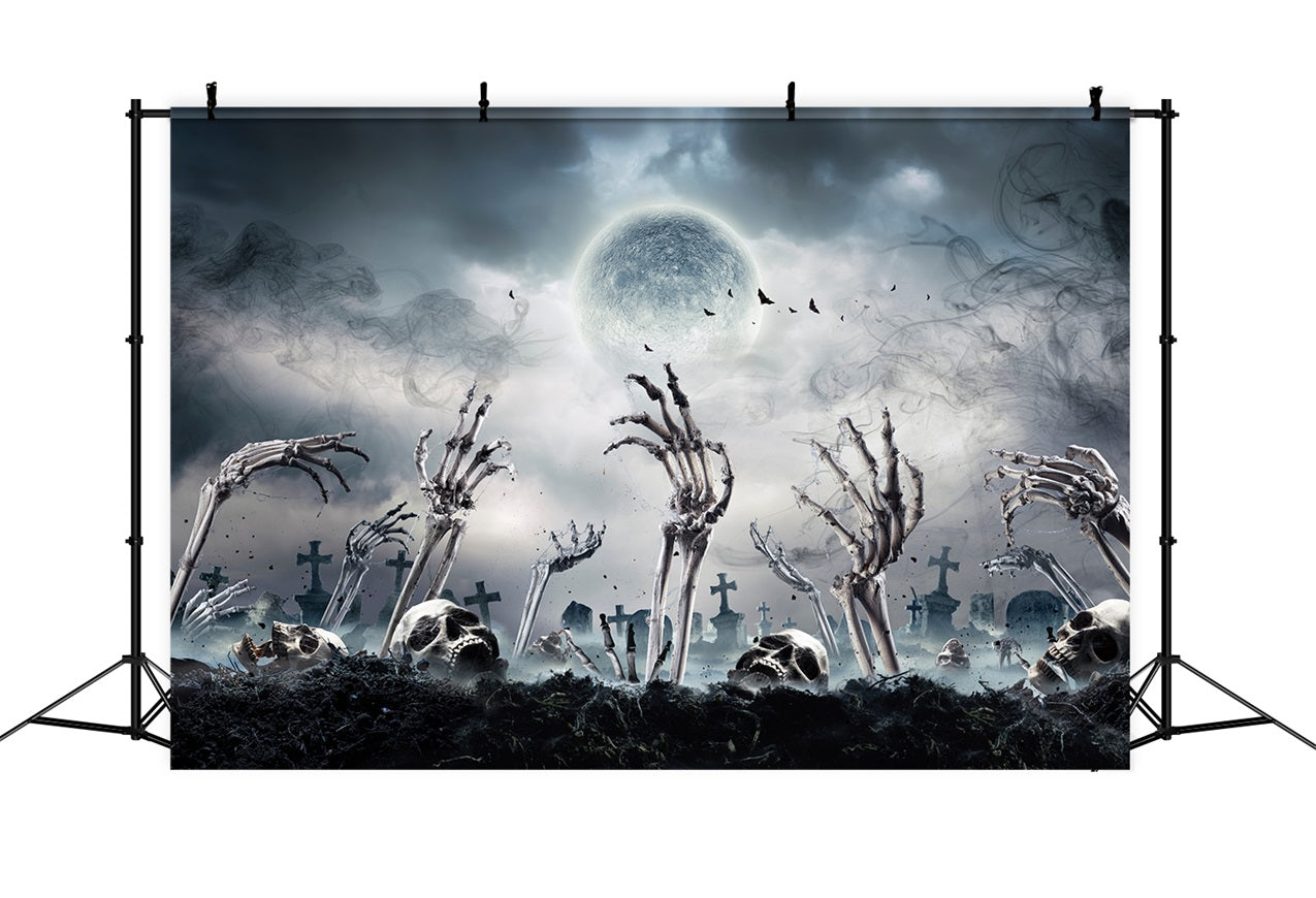 Halloween Photo Backdrops Skeleton Hands Grave Backdrop BRP10-187