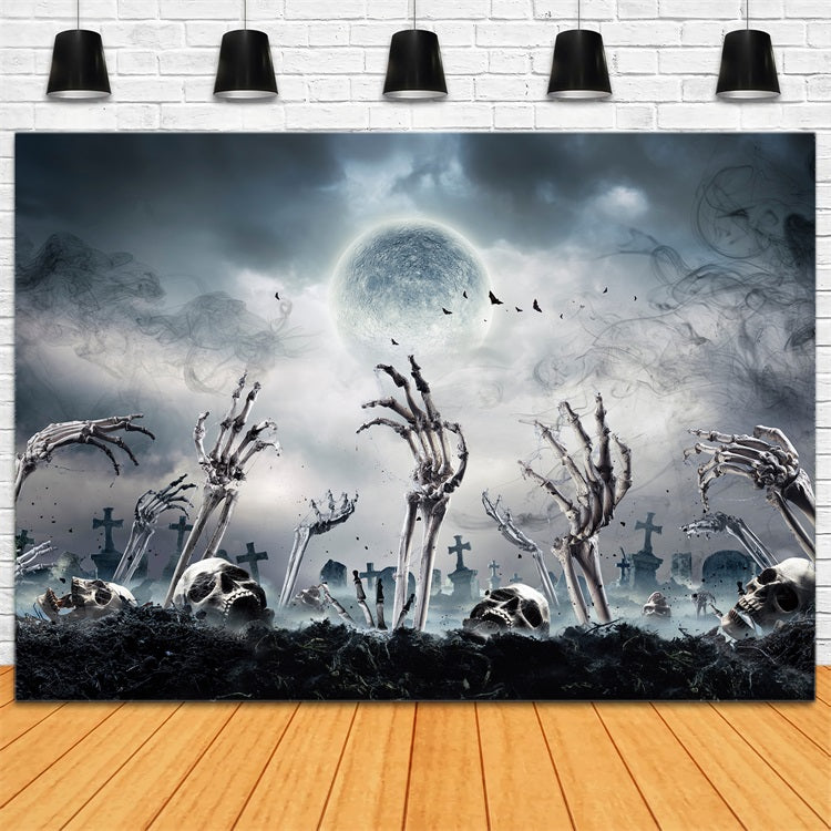 Halloween Photo Backdrops Skeleton Hands Grave Backdrop BRP10-187