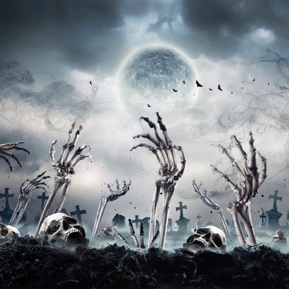 Halloween Photo Backdrops Skeleton Hands Grave Backdrop BRP10-187