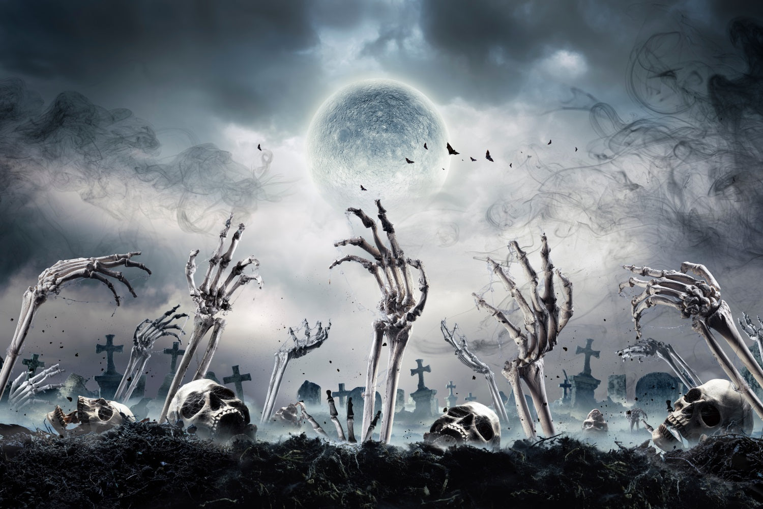 Halloween Photo Backdrops Skeleton Hands Grave Backdrop BRP10-187