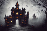 Halloween Picture Backdrop Spooky Castle Bats Pumpkins Backdrop BRP10-189