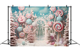 Winter Fairy Tale Candy Forest Colorful Lollipops Backdrop BRP10-19