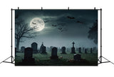 Halloween Backdrop Photography Full Moon Graveyard Bats Backdrop BRP10-191