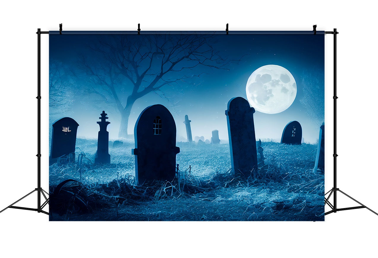 Halloween Background Backdrops Spooky Graveyard Moon Night Backdrop BRP10-195