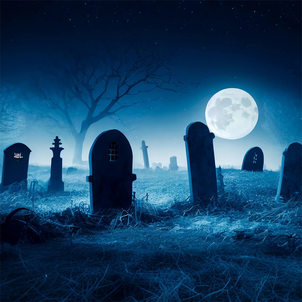 Halloween Background Backdrops Spooky Graveyard Moon Night Backdrop BRP10-195