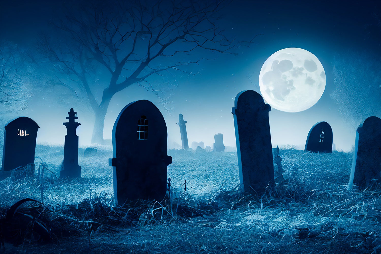 Halloween Background Backdrops Spooky Graveyard Moon Night Backdrop BRP10-195