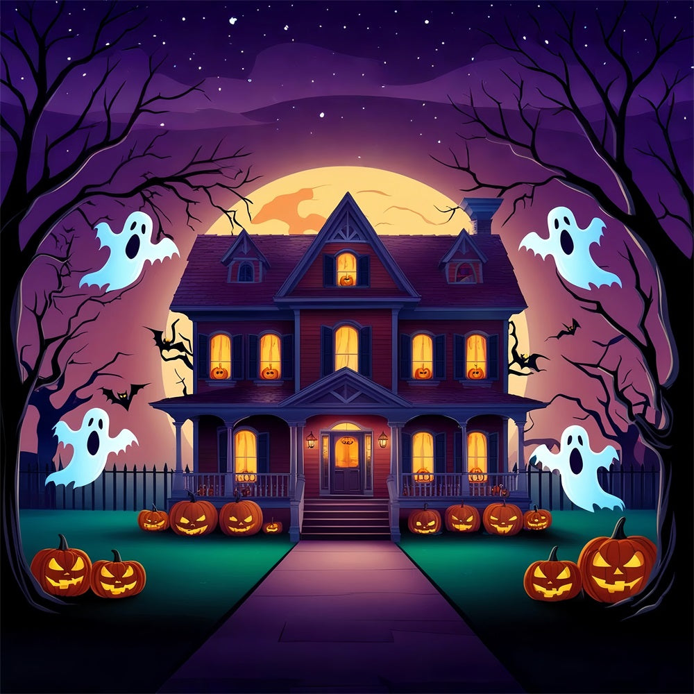 Halloween Photography Backdrop Haunted House Ghosts Bats Backdrop BRP10-197