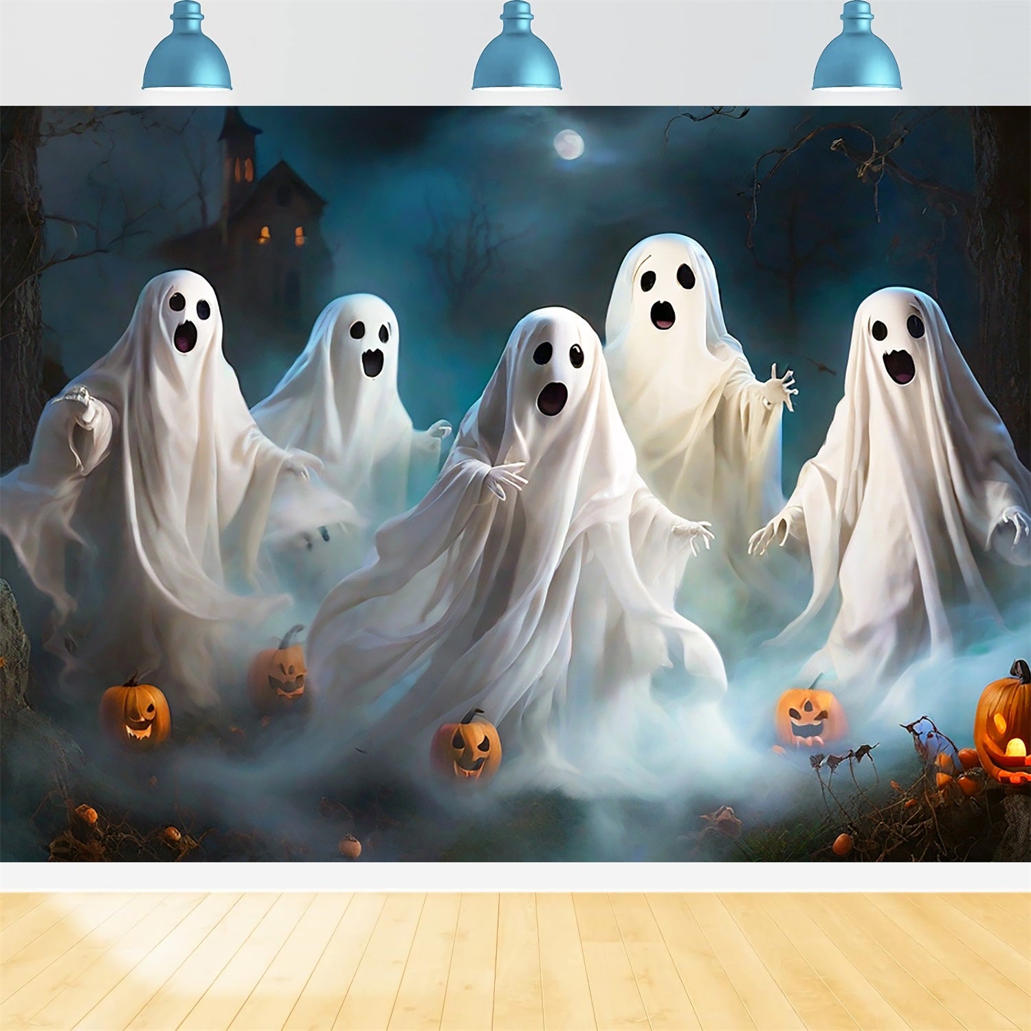 Backdrop For Halloween Ghosts Lanterns Fog Backdrop BRP10-198