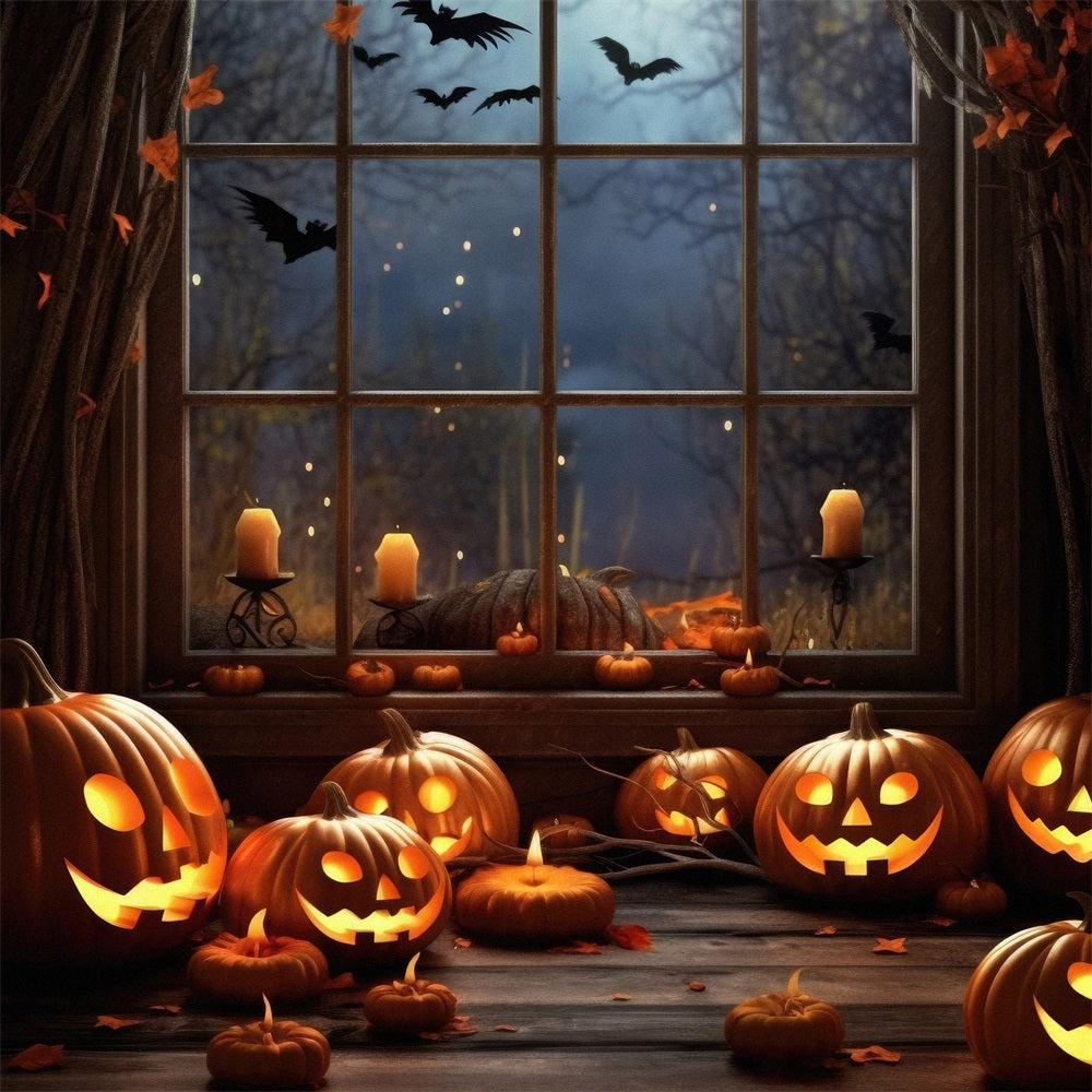 Scary Halloween Photo Backdrop Bats Haunted Window Backdrop BRP10-200