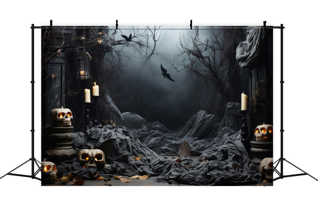 Halloween Photoshoot Backdrop Graveyard Path Lanterns Skulls Backdrop BRP10-208