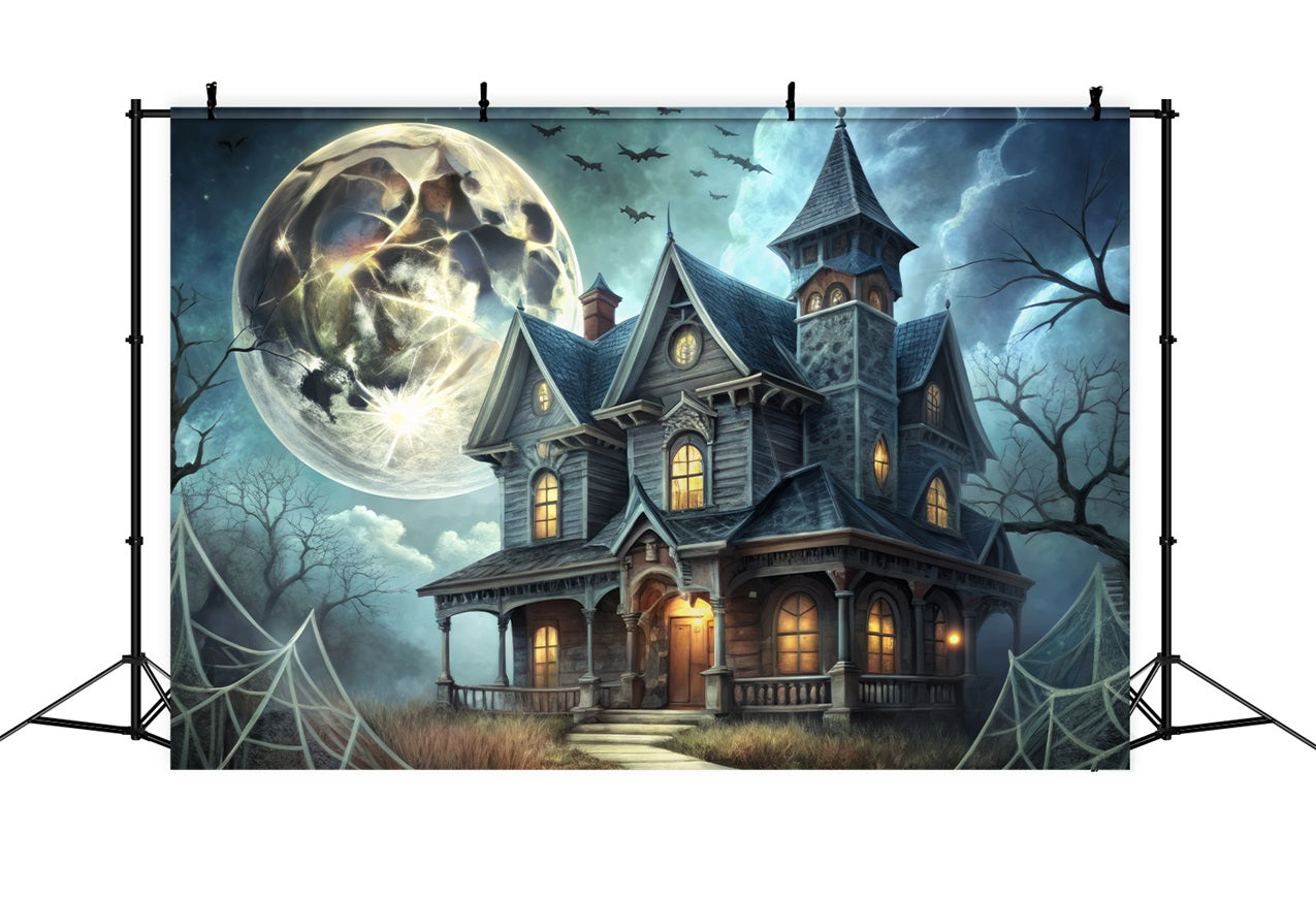 Spooky Halloween Backdrops Victorian Mansion Bats Backdrop BRP10-213