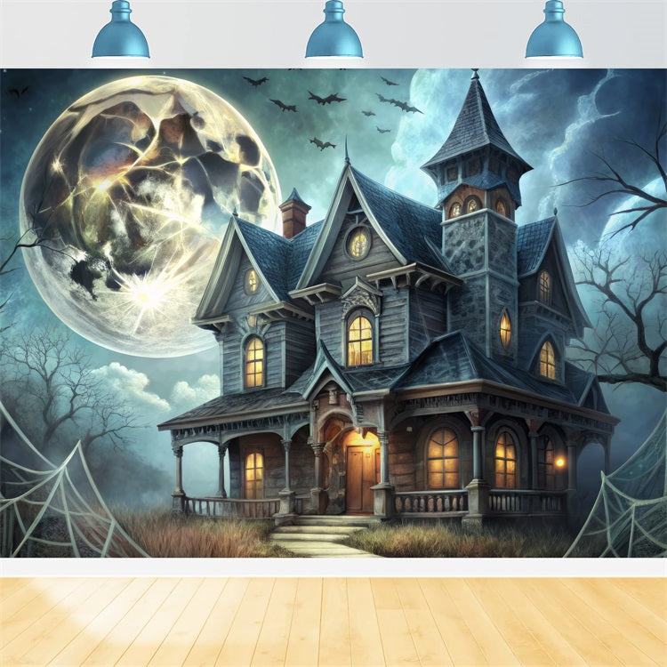 Spooky Halloween Backdrops Victorian Mansion Bats Backdrop BRP10-213