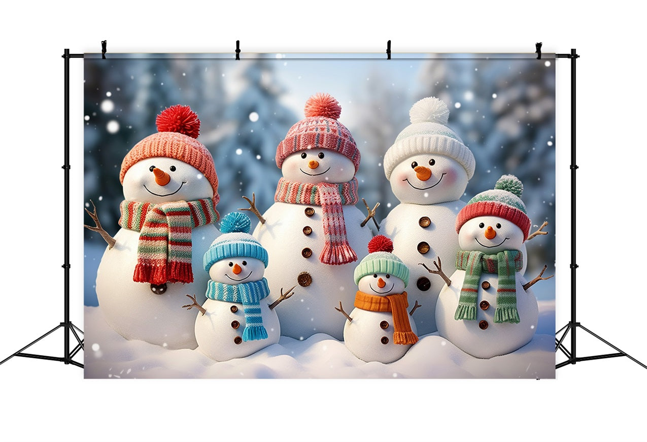 Winter Joyful Snowman Cozy Knitted Scarves Backdrop BRP10-22